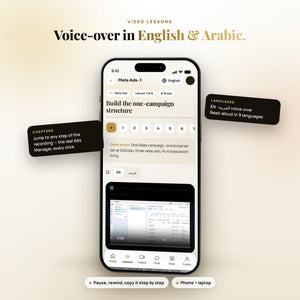 Video lessons with voice-over in English and Arabic, read-aloud in 9 languages