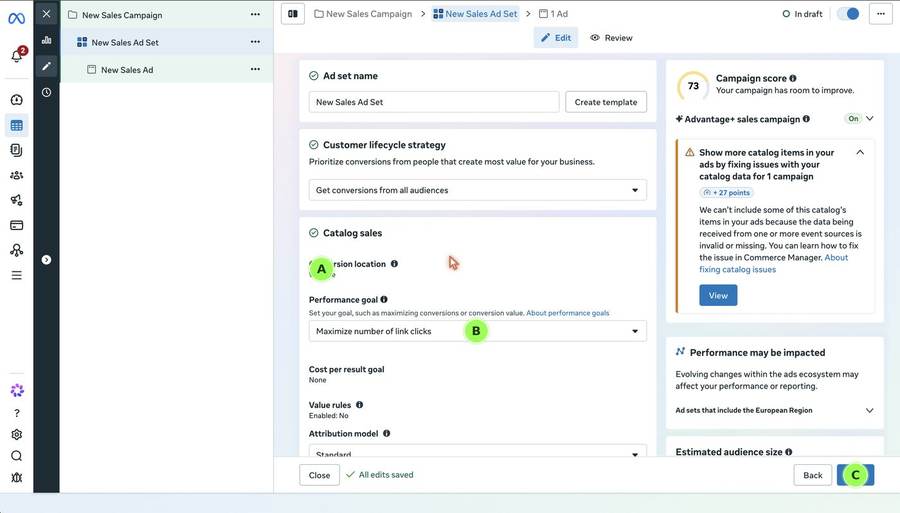 Lesson screen: meta adset